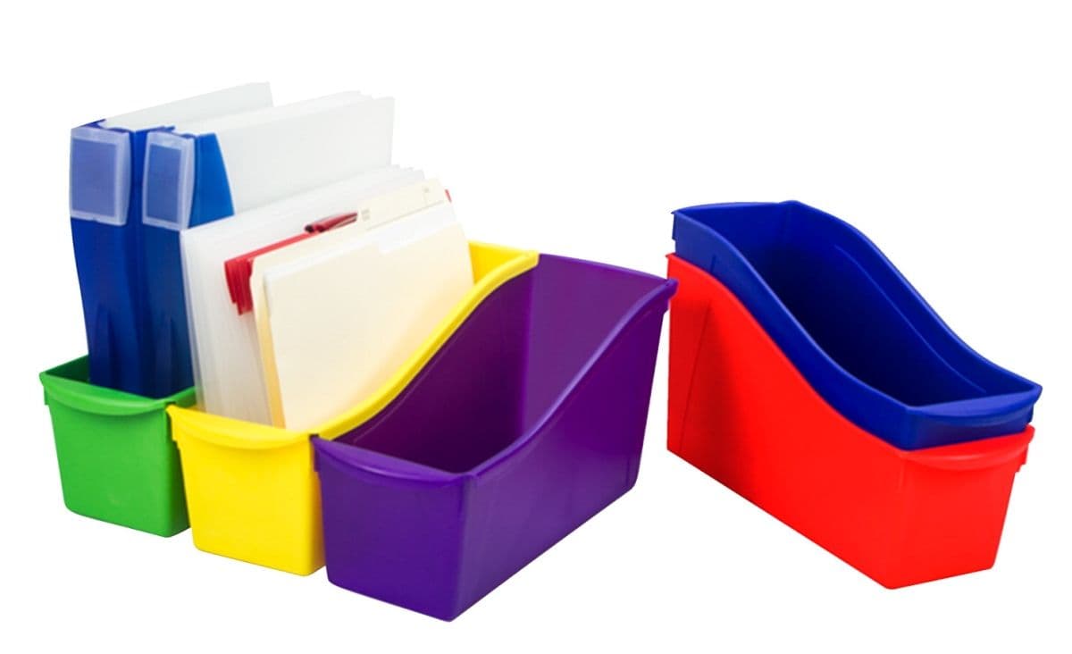 Interlocking Book Bins, Assorted Colors - Set of 5