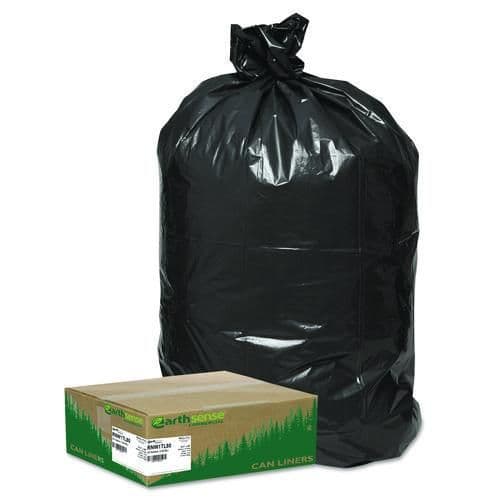 Recycled Large Trash and Yard Bags, 33gal, .9mil, 32.5 x 40, Black, 80/Carton