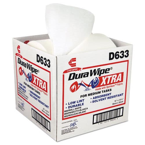 DuraWipe XTRA Towels, 12 x 13 1/4, White, 655/Roll