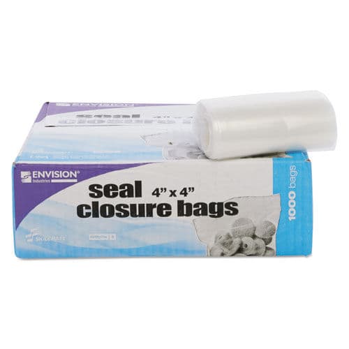 Zip-Seal Closure Bags, Clear, 4 x 4, 1000/Carton