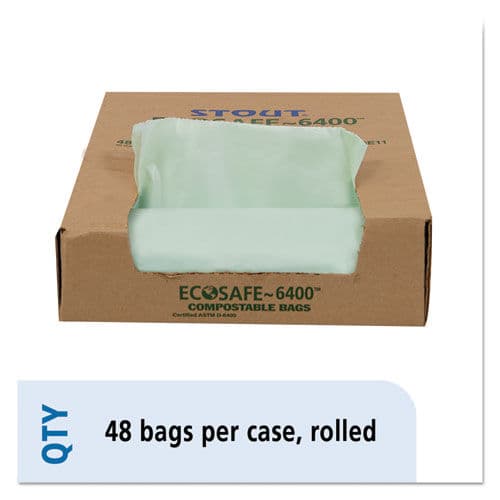 EcoSafe-6400 Compostable Compost Bags, 1.1mil, 30 x 39, Green, 48/Box