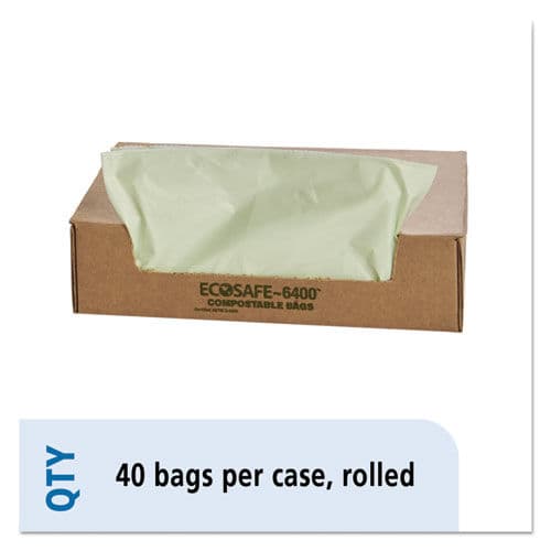 EcoSafe6400 Compostable Compost Bags, .85mil, 42 x 48, Green, 40/Box