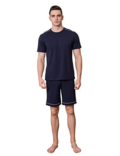 Men Summer Pajamas Short Sleepwear Soft Cotton Comfortable Nightclothes