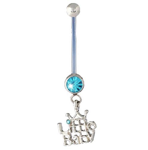 HYIdealism Belly Button Rings Silicone Bar for Pregnant Women Little Baby Dangle Body Piercing Jewelry Blue