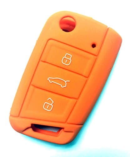 Silicone Color Key Cover Case fits Volkswagen VW MK7 Golf GTI golf (Orange)