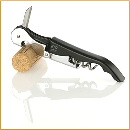 Naruba Premium 3-in-1 Two-Step Waiter's Corkscrew / Bottle Opener | Waiter's Knife / Sommelier Knife / Foil Cutter | Various Colours black