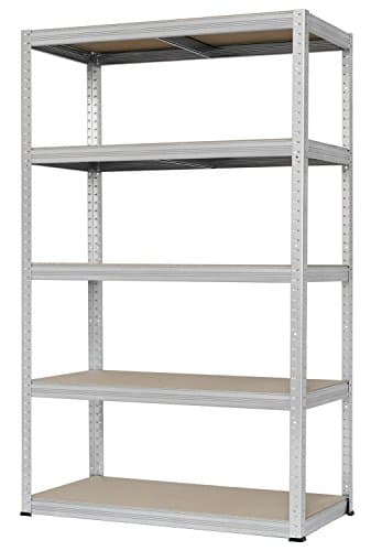Hans Schourup 13501085 Long Span Shelving with 5 Medium Density Fibreboard (MDF) Shelves, Holds up to 250 kg per Shelf, 180 x 120 x 45 cm, Galvanised