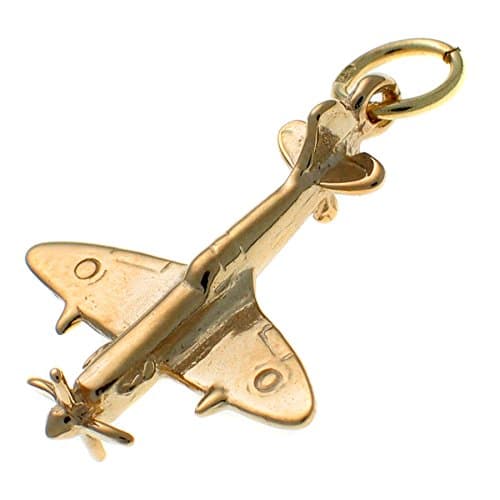 9ct Gold Spitfire Fighter Airplane Charm Pendant WBC1605