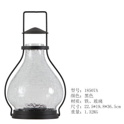 Modern Minimalist Iron Candlestick Ornaments Hand Lantern,Large Black