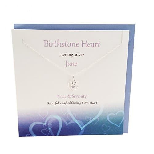 Silver Studio - June Birthstone Heart Necklace and Card
