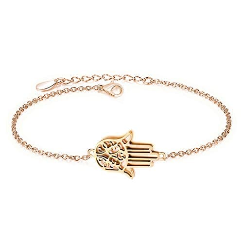 Emma Gioielli – Women Bracelet Stainless Steel Gold Pl. Chain Charm Pendant Fatima Hand Hamsa Khamsa – Gift Box