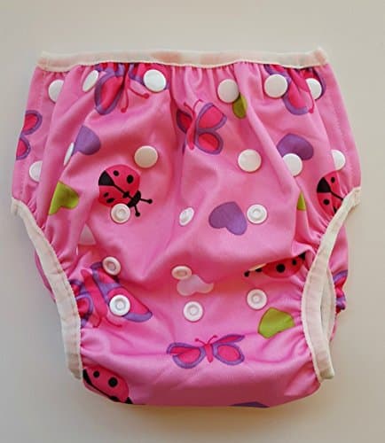 Swim Nappy - Reusable and Adjustable for Babies 0 to 12 months and Toddlers up to 3 years by Eco-Friendly Terra Baby (Pink Flutter-By Love)