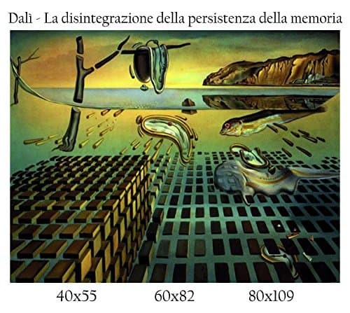 Canvas print canvas 100% Quality Italy – Dali – The Disintegration of the Persistence of Memory Module Painted Effect Gift Idea Home Framework Kitchen Bedroom Living Room 60x82