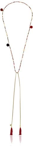 Tai Long Pom Pom Red Necklace, 44"