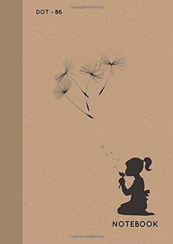 Dot Notebook B6: Brown, Little Girl and Dandelion Design, Softcover, Dotted Grid, Numbered Page, Small, Journal (Journal Notebook Dots)