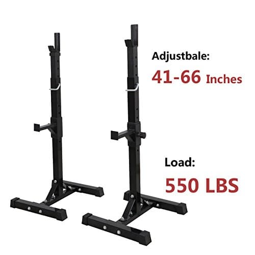 Pair Adjustable Rack Sturdy Steel Squat Barbell Free Bench Press Stands Gym