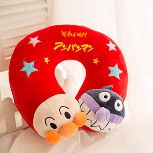 EXTOY 1 Pc Cute Anpanman U Type Travel Pillow for Neck Bread Bacteria Baikinman Soft Neck Cushion U Pillow Gift Plush Toys Holiday Must Haves Child Girl Gifts Girl S Favourite Superhero Coloring
