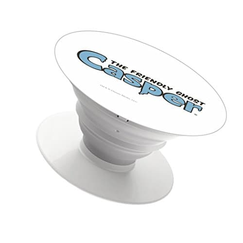 Multi Function Cell Phone Holder Finger Holder Expanding Stand and Grip Pop Mount Sockets for smartphone and tablet(white)-casper the friendly ghost blue logo