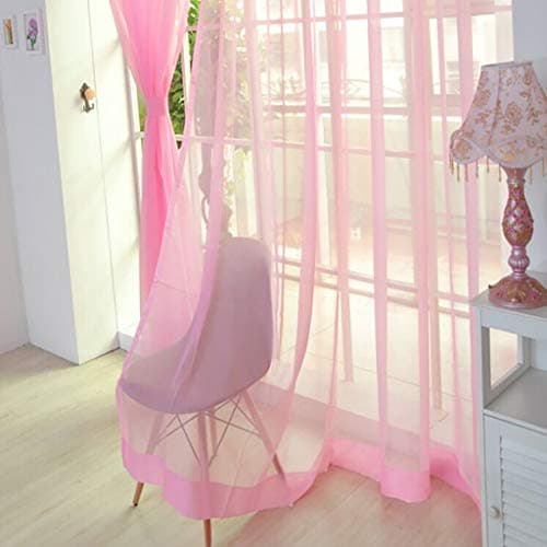 Excursion Home Curtains - 7.8x4.9 Ft - Pure Color Tulle Curtain Panels Window Door Divider Sheer Curtain Valance - Fly Screen for Wedding Coffee House Restaurant Parts (Pink)