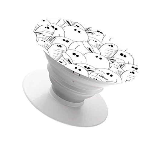 Cell Phone Holder Expanding Stand and Grip Pop Mount Sockets for smartphone and tablet iphone ipad (white)-black and white ghost