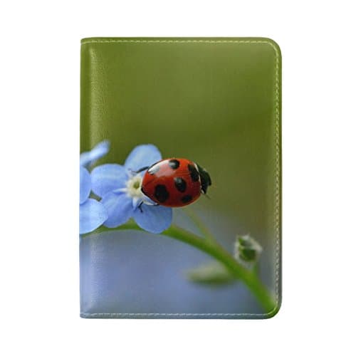 Ladybug Flower Macro Insect Leather Passport Holder Cover Case Travel One Pocket