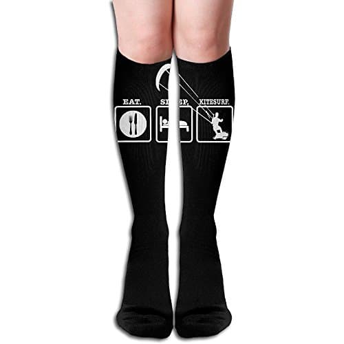Eat Sleep Kitesurf Compression Knee High Socks For Women &amp; Girls- Best Travel, Nursing, Running, Medical, Varicose Veins, Edema, Diabetic, Pregnancy &amp; Maternity