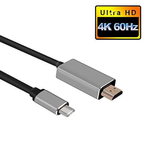 weini USB 3.1 Type C to HDMI Cable with Aluminium Case Support 4K@60Hz for MacBook Pro 2017 / Dell XPS 13/Galaxy S8/S8+ &amp; More (Space Gray ,6FT)