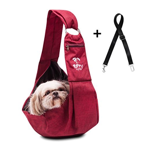 Waterproof Pet Carrier Sling by Puppy Eyes Comfortable and Adjustable dog sling Ideal for small &amp; medium dogs up to 17 lb - Lightweight &amp; Easy-Care dog carrier with Bonus and E-book