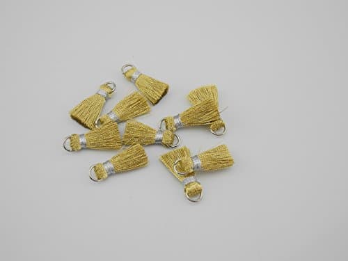 20pcs 0.8''(2.0cm) Small/Tiny Silk Tassels for Jewelry Designs with Jump Rings (Metallic Golden)