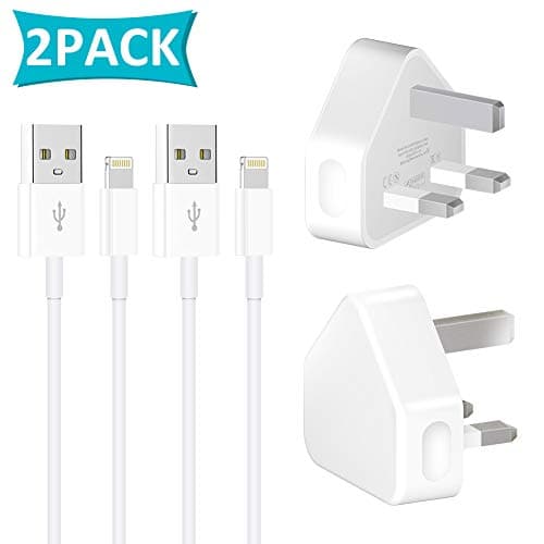 MFi Certified Phone Charger USB Wall Charger Fast Charging Portable Travel Wall Adapter [2-Pack Cables and 2 Chargers] Braided Cable Compatible with iPhone X/8/7/6S/6/Plus/5SE/5S