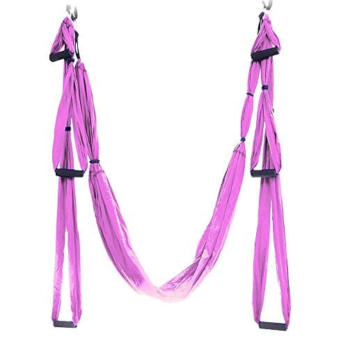 Yoga Hammock Air Flying Yoga Hammock Double Color Anti-gravity Yoga Belt Gym Swing,Yoga Swing Sling Pilates Fitness Hammock with 2 Extensions Daisy Chains, Air Yoga Inversion Exercises Tool