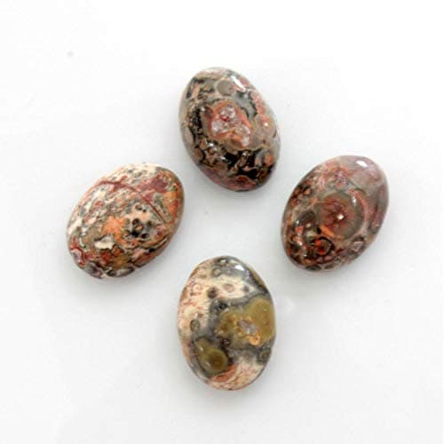 14X10mm Oval Genuine Leopard Skin Agate Calibrated Cabochon 6 Piece Lot Flat Back DIY Jewelry Making