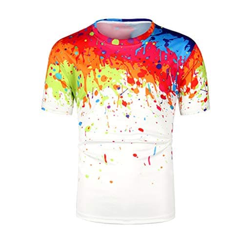 Mens 3D Digital Printed Graphic Summer Casual Short Sleeve Crewneck T Shirts Tee Shirt Tops