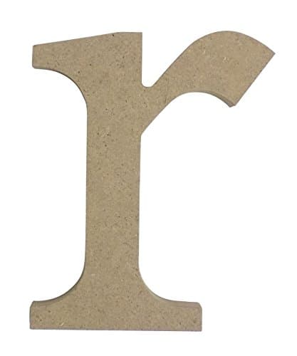 BEIGE FREE STANDING LOWER CASE LETTER 'r' WOODEN MDF H8CM X W6.5CM X D2CM