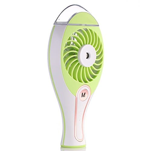 Sililoli Handheld USB Misting Fan with Personal Cooling Mist Humidifier, Rechargeable Portable Mini Misting Cooling Fan for Home Office and Travel (Green)