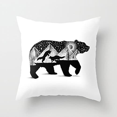 Ashasds The Bear And The Foxes Black Background Fashion Decoration Throw Pillow Covers For Home Indoor Friendly And Comfortable Cushion Covers Standard Size 18x18 IN