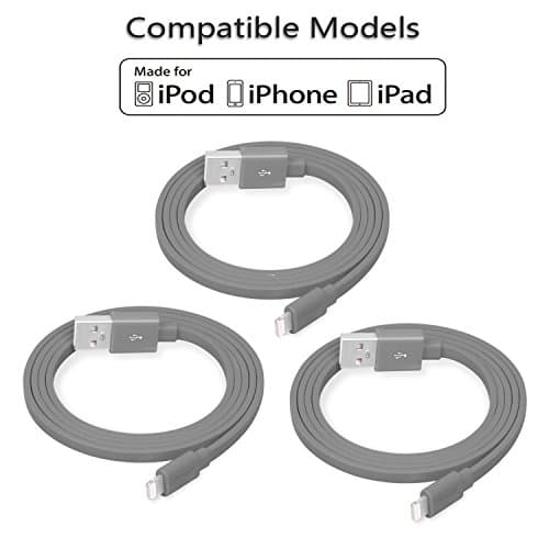 3 PCS [Apple MFi Certified] Yellowknife® Mfi-ios 7 Colorful Noodle Flat 8pin Lightning Sync and Data Cable(3.2ft) for iPhone 6/6 plus/5c/5 / 5s iPad Air, iPad Mini, iPad 4, iPod 5,iPod Nano 7