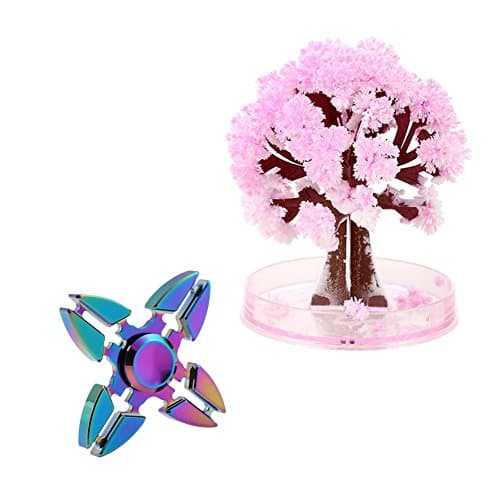 FINGER SPINNER Casual Toys 2pcs Set Magic Sakura Trees + Hand Spinner Toy Relieve Stress Blossom Decorative Birthday Gifts Toys