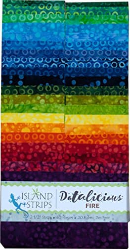 Dotalicious~Fire 40~ 2.5" Batik Strips by Island Batik