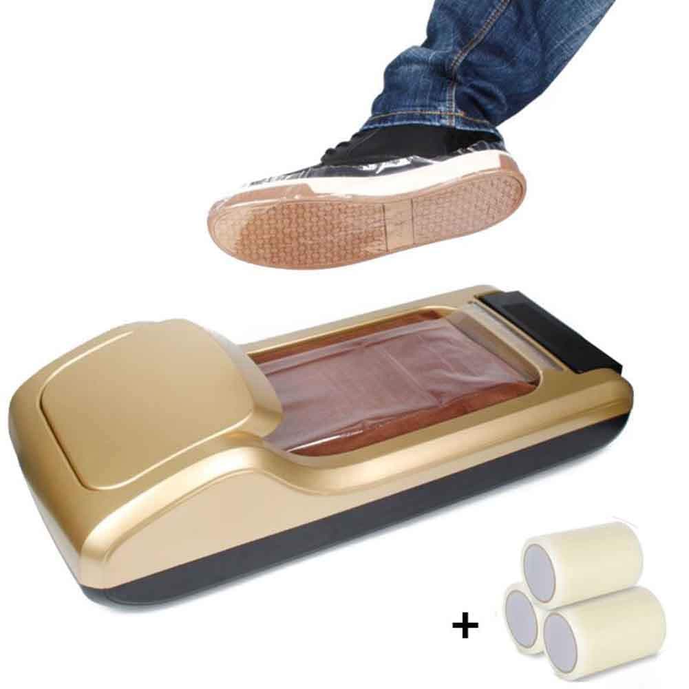 XFY New Automatic Shoe Cover Machine, Portable Disposable Smart Shoe Mold Dispenser with A Roll of Shoe Mold, for Home Health Protection, Color: Gold