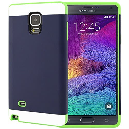 Galaxy Note 4 Case, CellJoy [Vivid Armor] (Navy Blue / Lime Green -Seahawks) Slim Fit Armor Hybrid Case For Samsung Galaxy Note 4 IV N910 Dual Protection Hard Cover with TPU **Shockproof**