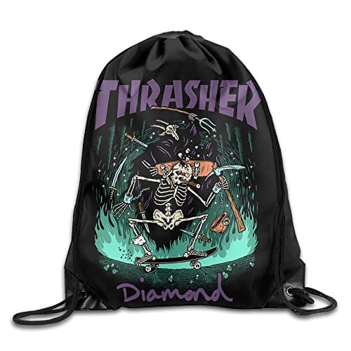 Saiui Thrasher Flame Skateboard Drawstring Backpack