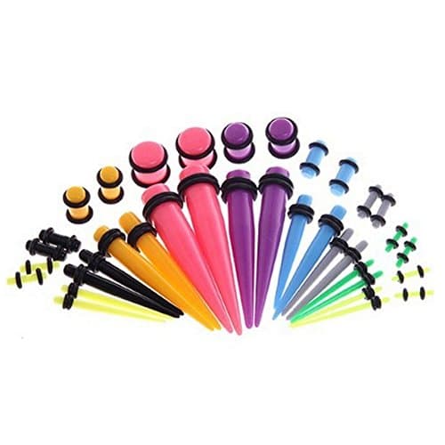 Wandofo 36pcs Ear Piercing Gauge Tunnel Taper Plug Stretching Kit 14G-00G Acrylic Colorful