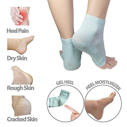 2 PAIR - Moisturizing Gel Heel Socks w/ Enriched Vitamins for Dry Hard Cracked Heels &amp; DIY Simple Home Remedies by Triim Fitness
