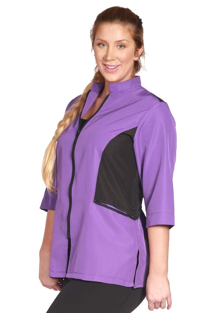 Ladybird Line Color Block Stylist Jacket | 2 Side Pockets | Ideal for Pet Groomers - Purple