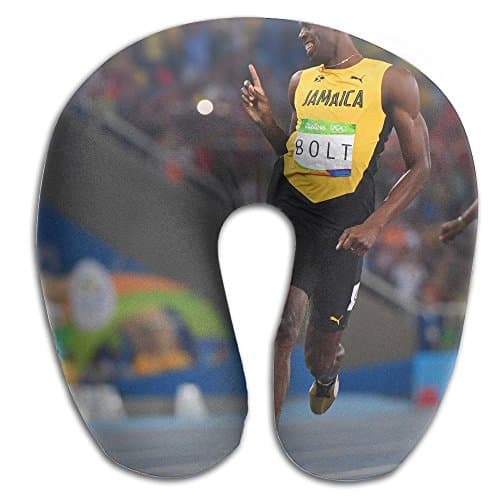 U-Shape Neck Pillow Gold Medal Usain Bolt Printed Memory Foam Soft Indoor & Outdoor Travel Pillow For Airplane Car Office