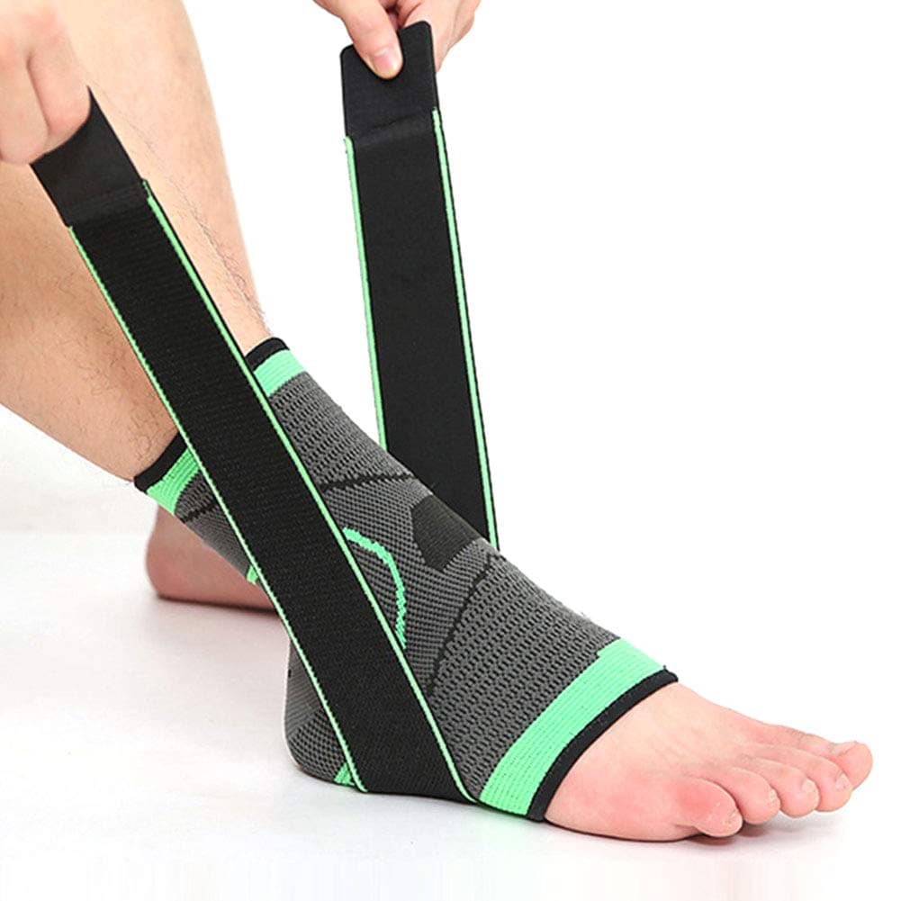Spotbrace Men's Compression Ankle Sleeve Brace, Elastic Breathabe Ankle Support with Adjustable Straps for Ankle Pain Relief and Cycling/Hiking/Running/Cross Fit - Single