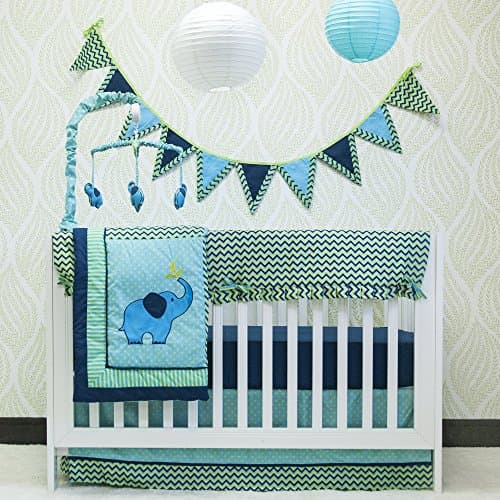 Pam Grace Creations 6 Piece Zigzag Chevron Elephant Crib Bedding Set