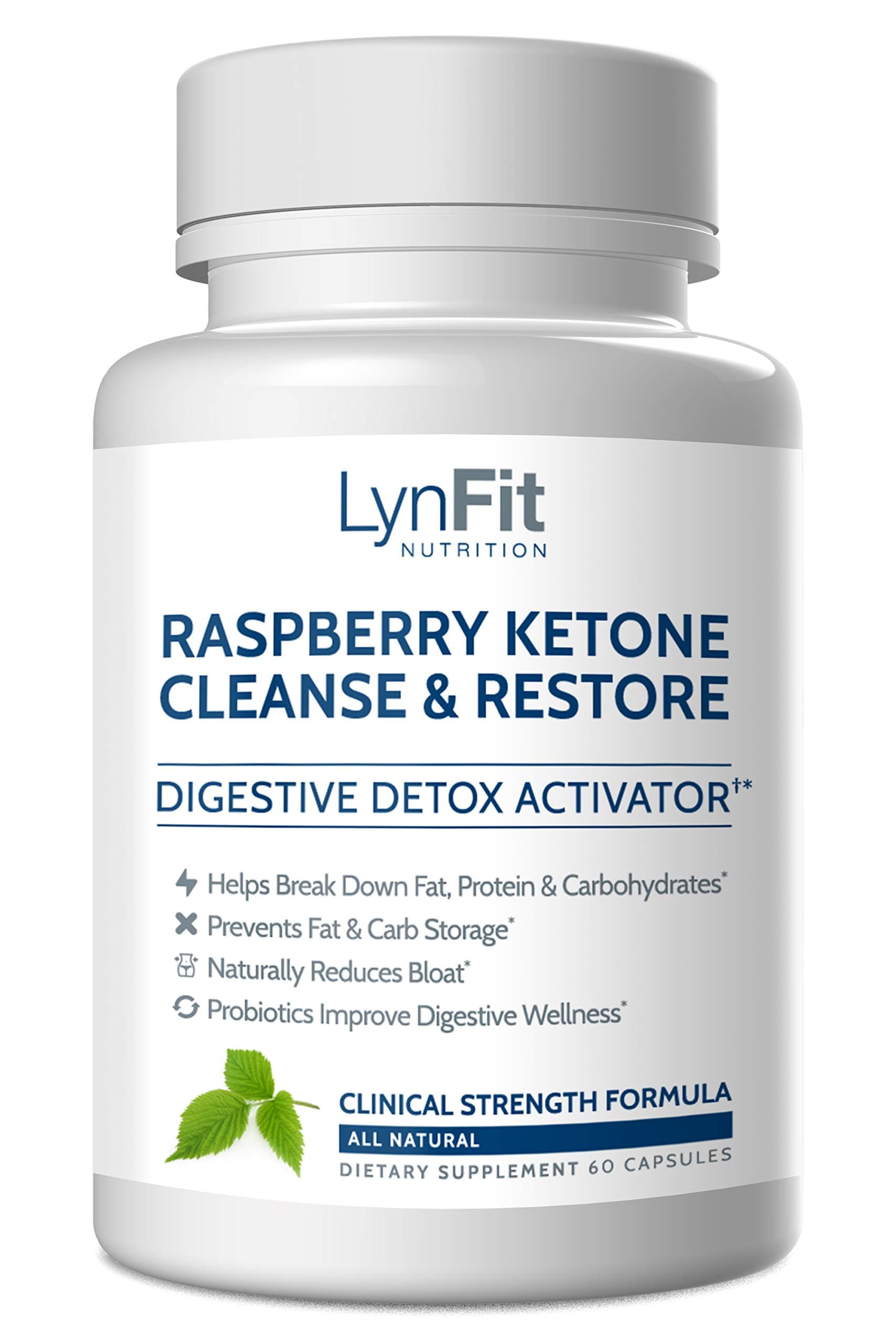 LynFit Nutrition Raspberry Ketone Cleanse & Restore | Weight Loss for Women and Men | All Natural, Organic, Vegan Fat Burner and Metabolism Booster- 60 Capsules