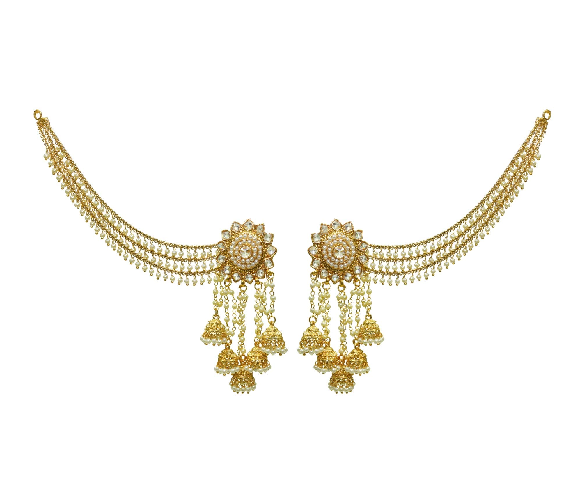 Babosa Sakhi Bahubali Earring Jhumki Detachable kaan Sahara Pearl chain